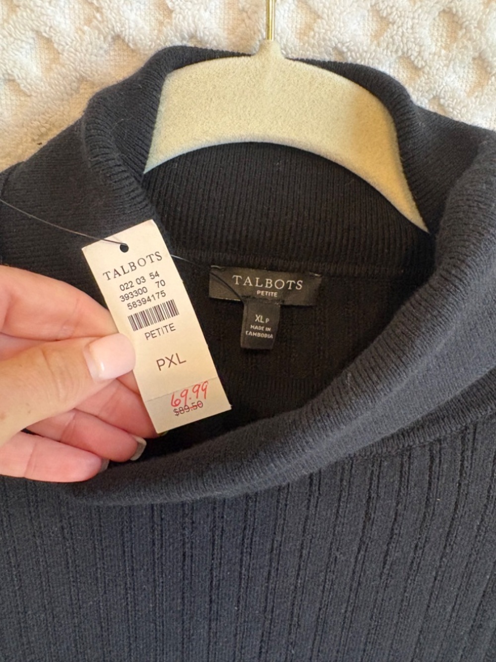 NWT Talbots Petite Black Ribbed Turtleneck Sweater | PXL | Classic Knit - Picture 3 of 3